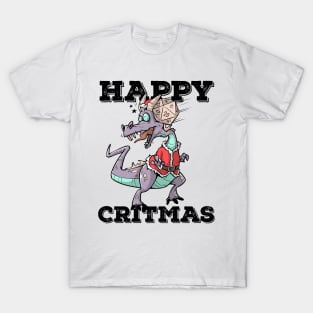 Critical Hit D20 Dice RPG Meme PnP Dragon Happy Critmas Gift T-Shirt